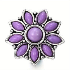 18mm Alloy Flower Snap Button Jewelry with Rhinestones, DIY Bracelet Necklace