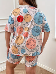 Women's Plus Graphic Print Top & Shorts Set