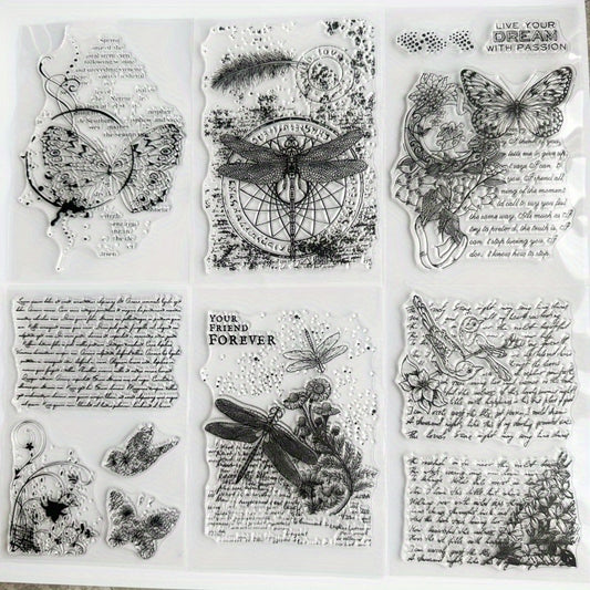 6pcs Cartoon Transparent Journal Seal for Student Card Making DIY Scrapbooking