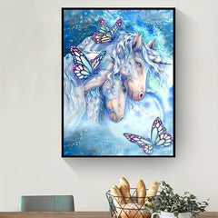 Unicorn & Butterfly Canvas Painting Poster for Home Wall Decoration