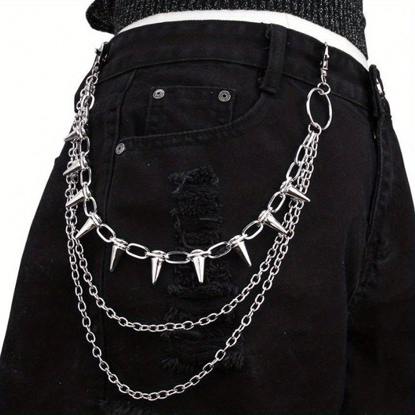 Hip Hop Metal Rivet Waist Chain for Stage Performance