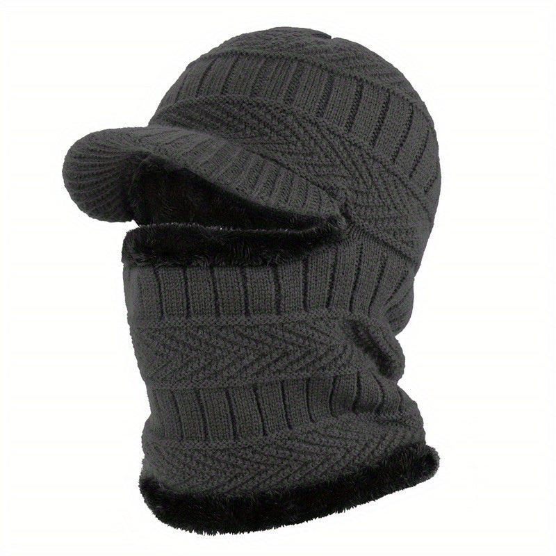Men's Winter Plus Velvet Knitted Hat Neck Protection Windproof Woolen Warm Hat