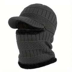 Men's Winter Plus Velvet Knitted Hat Neck Protection Windproof Woolen Warm Hat