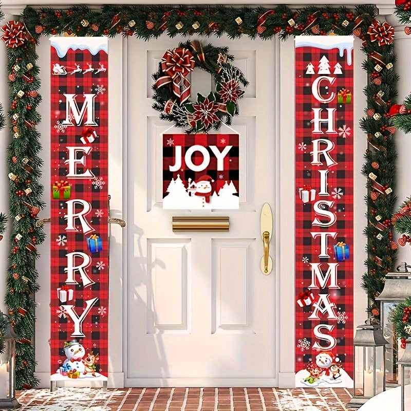 2pcs Christmas Decoration Couplet Indoor And Outdoor Door Curtain