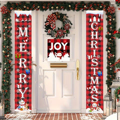 2pcs Christmas Decoration Couplet Indoor And Outdoor Door Curtain