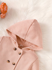 Toddler Girls Ribbed Casual Outfit Hooded Coat & Pants