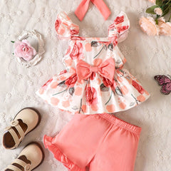 Baby Girls Floral Print Ruffle Trim Camisole Top & Shorts Set