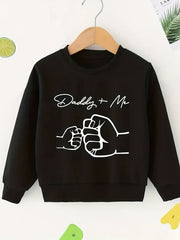 DADDY ME Fist Print Sweatshirt Boys Casual Graphic Stretch Fabric Autumn Winter
