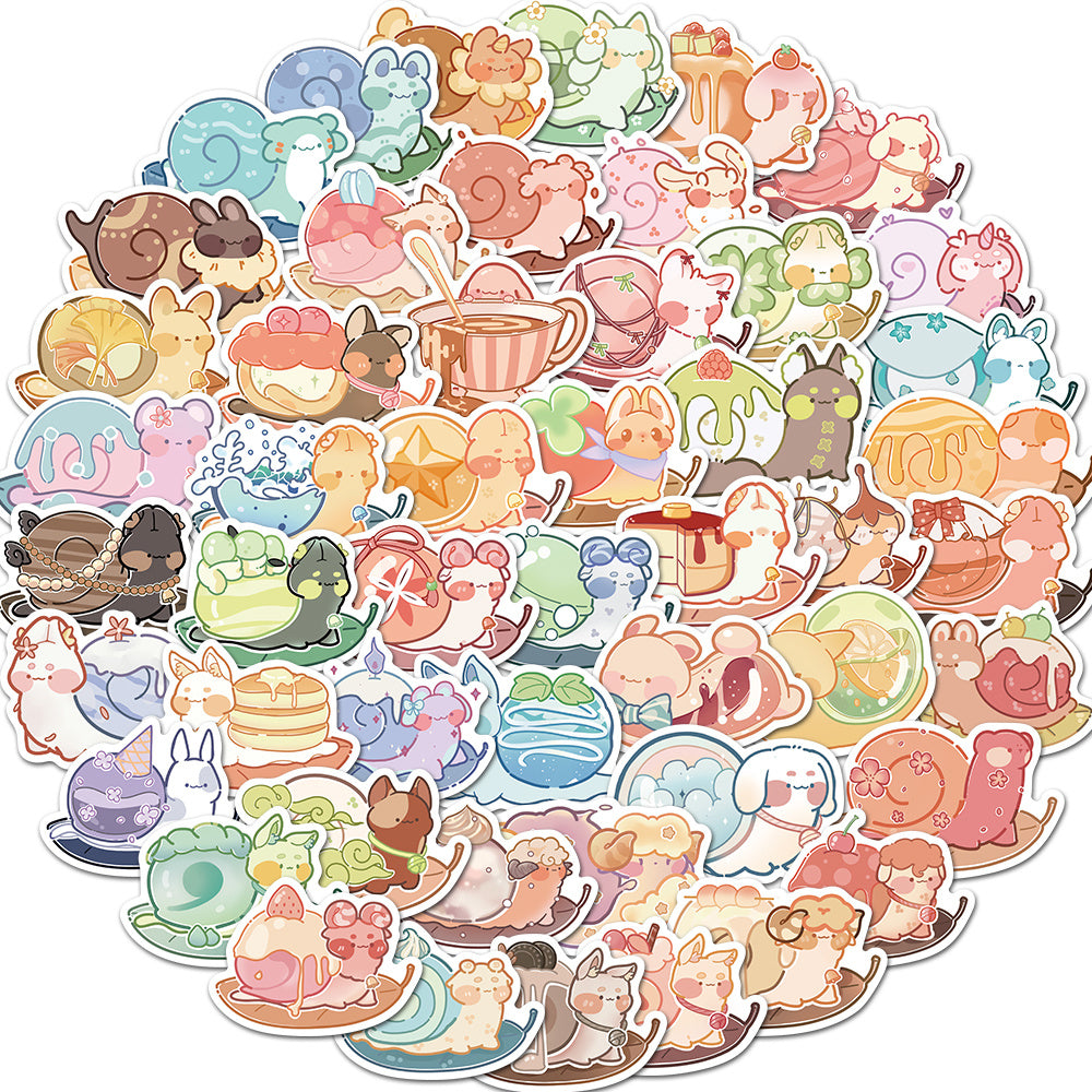 50pcs Adorable Dessert Snail Waterproof Stickers for Decorating