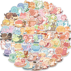 50pcs Adorable Dessert Snail Waterproof Stickers for Decorating