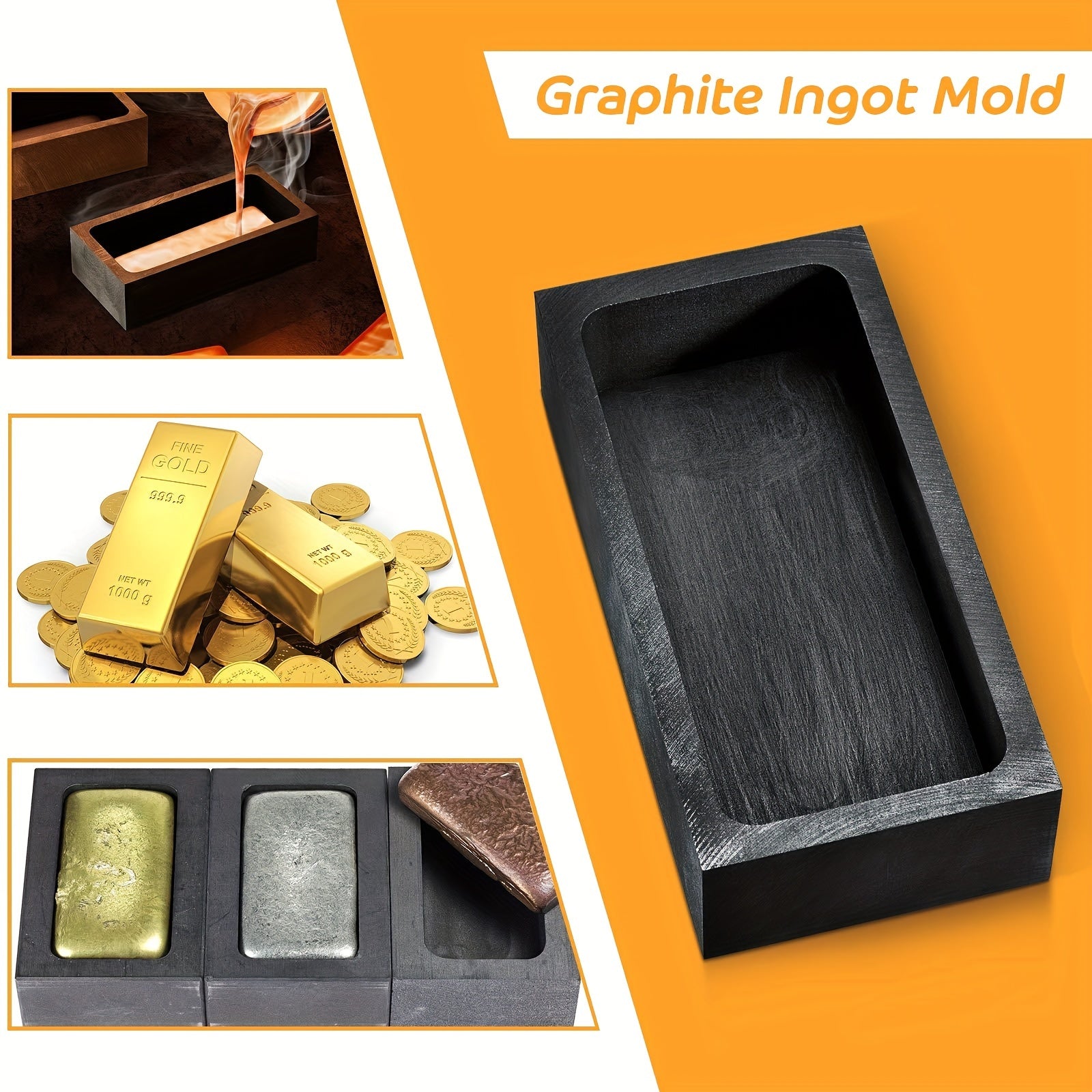 High Temp Graphite Crucible Casting Ingot Mold for Melting Refining Silver
