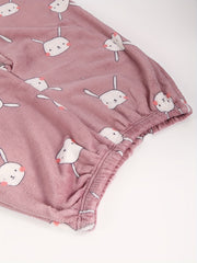 Bunny Pattern Plush Pajama Set Long Sleeve Top & Pants