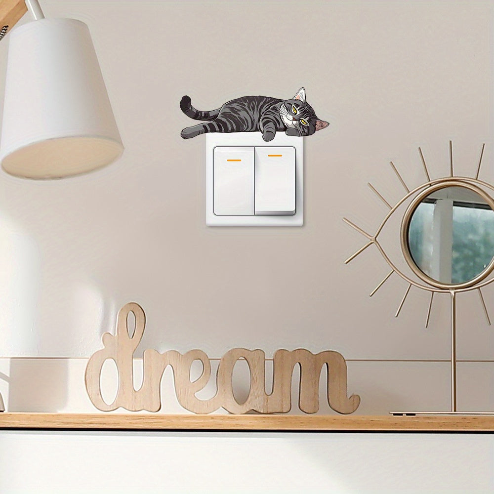 Cartoon Cat Wall Sticker for Bedroom and Living Room Switch Decoration