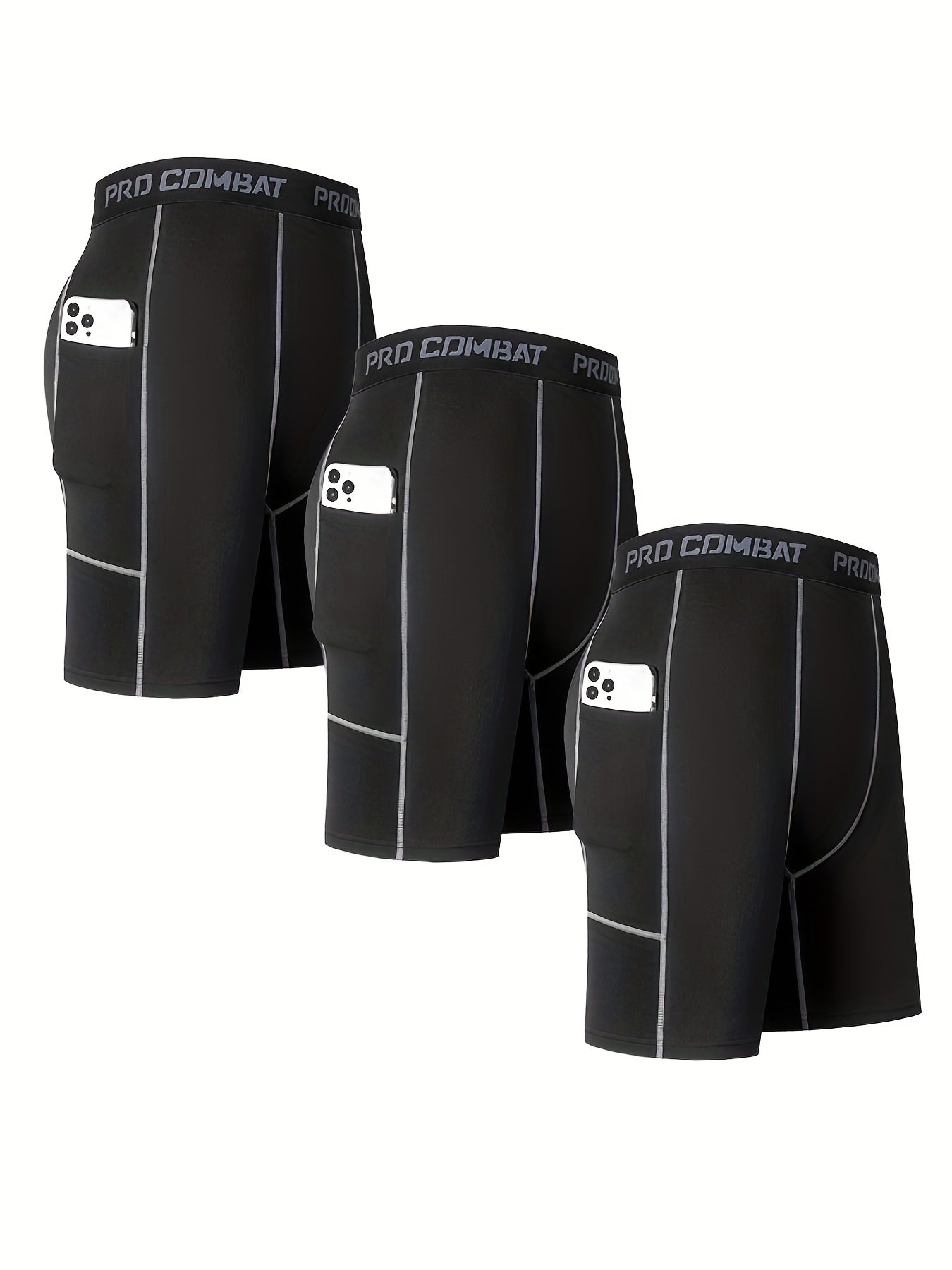 Men's Quick Dry Compression Shorts With Pocket for Basketball Running