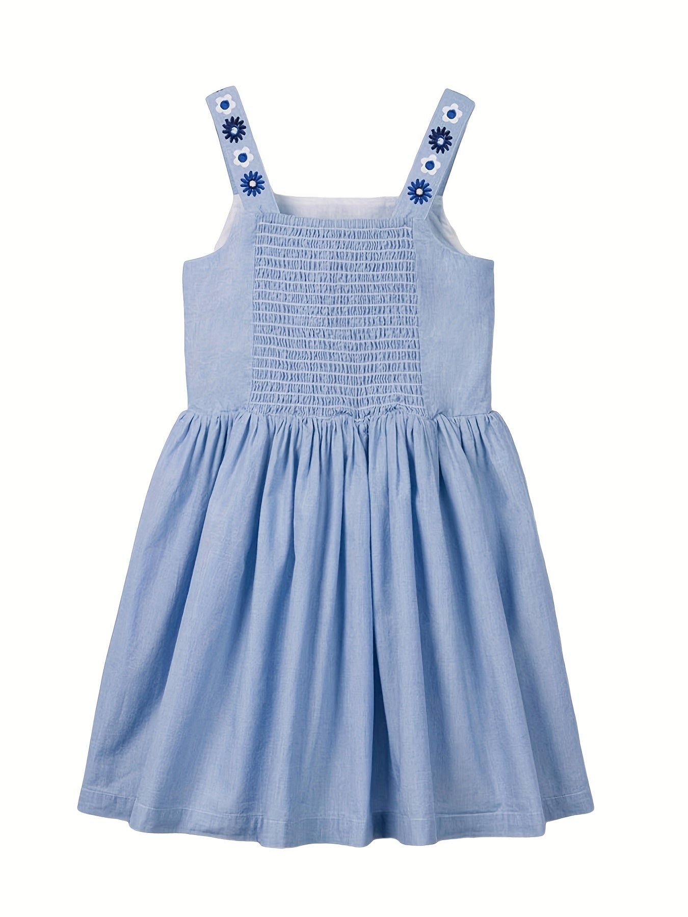 Girls Pink Slip Dress with Floral Embroidery