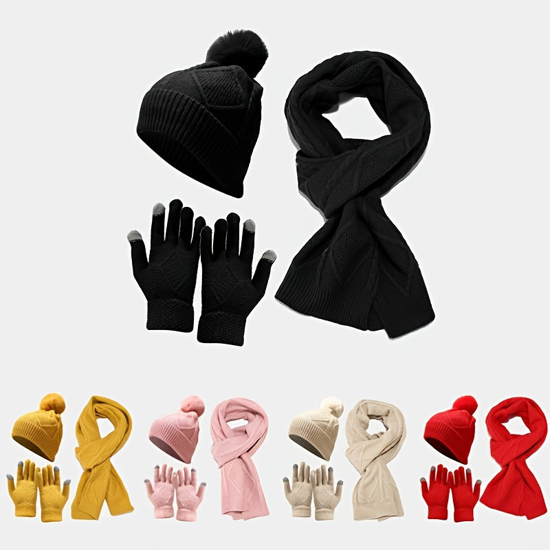 Women's Beanie Scarf & Tech Touch Gloves Set - Valentines