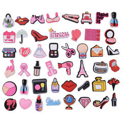 47pcs Makeup Theme Pattern Charms for Clogs PVC Bubble Slides Sandals