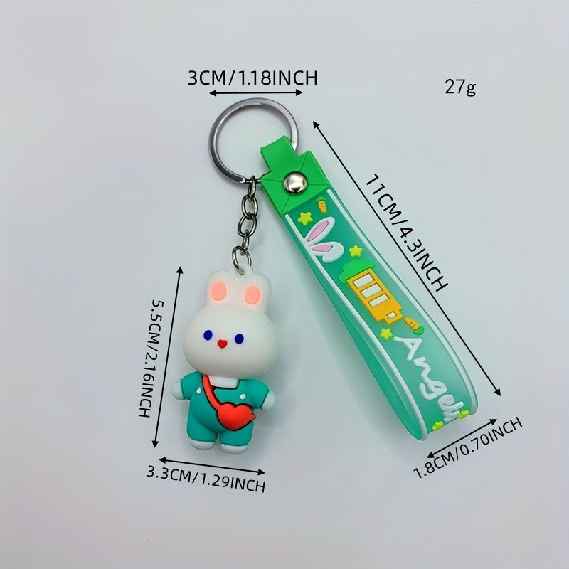 Cute Cartoon Rabbit Keychain Silicone Bunny Doll Keychain Pendant