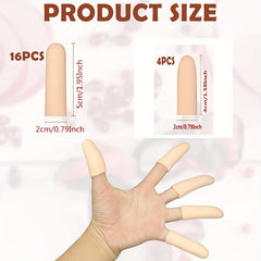 20Pcs Silicone Finger Sleeves Thumb Protector Gel Finger Cots for Finger Tips