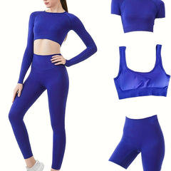 5Pcs Seamless Yoga Suit Slimming Top & High Waist Short & Pant Set