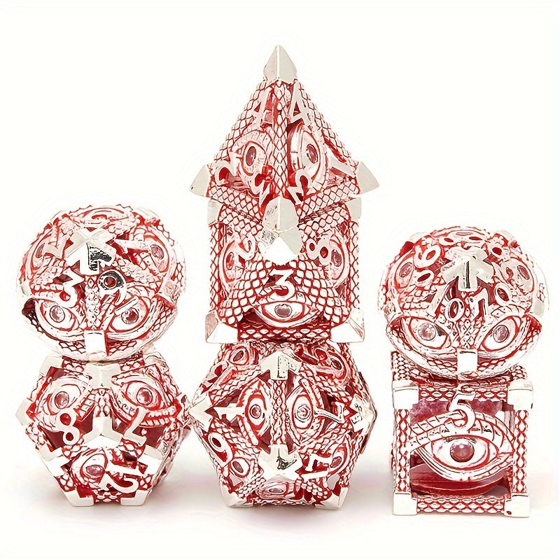 7pcs Hollow Magic Eye Metal Dice Set Role-playing Game Props Christmas