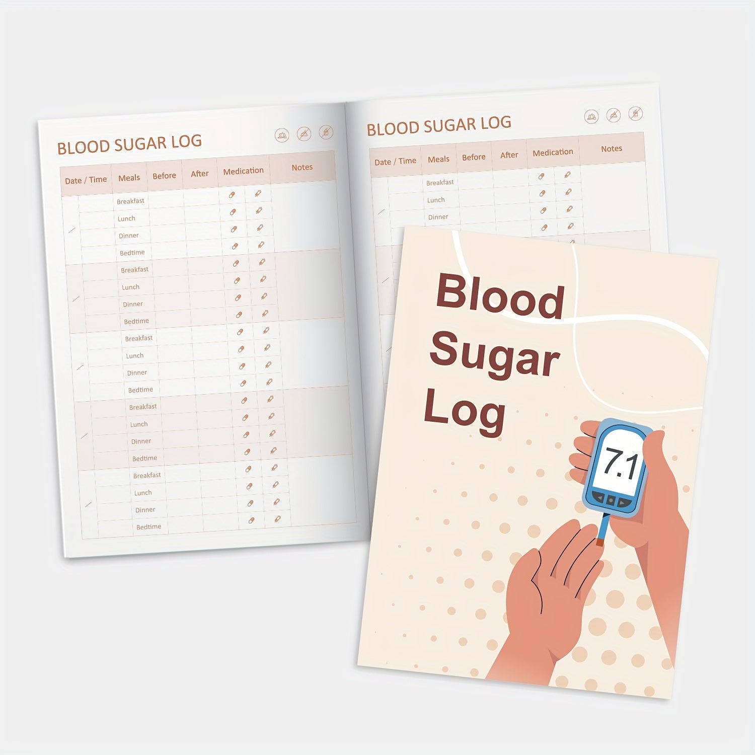Blood Sugar Logbook Glucose Tracker A5 Size