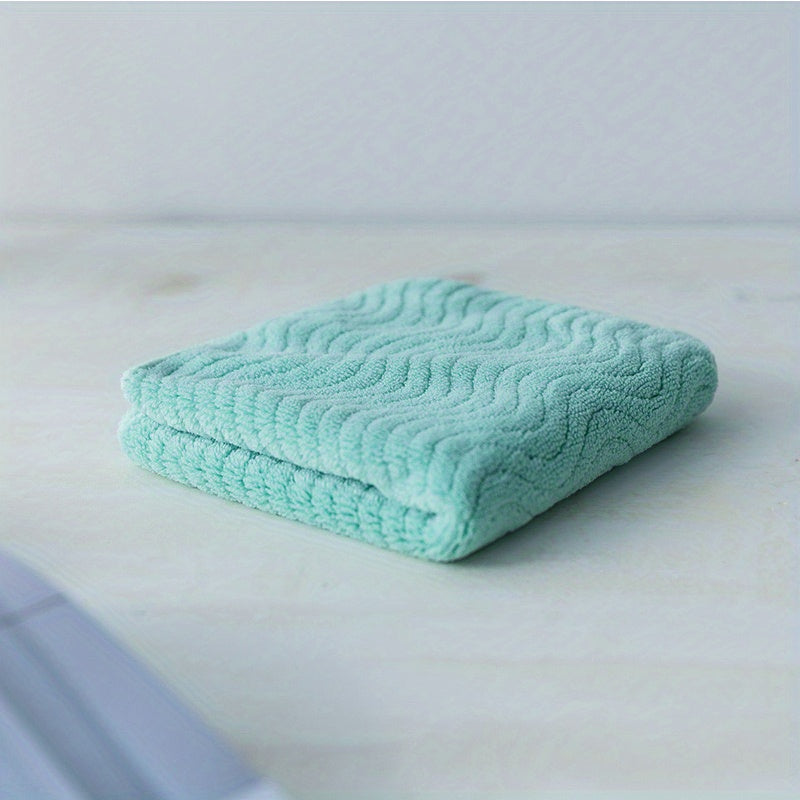 Soft Coral Velvet Washcloth Small Towel Wavy Pattern