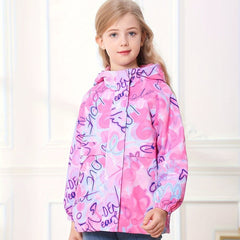 Girls Warm Fleece Waterproof Hooded Jacket Lightweight Outerwear for Outdoor