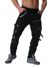 Men's Vintage Cargo Pants Zipper Cotton Casual Trousers