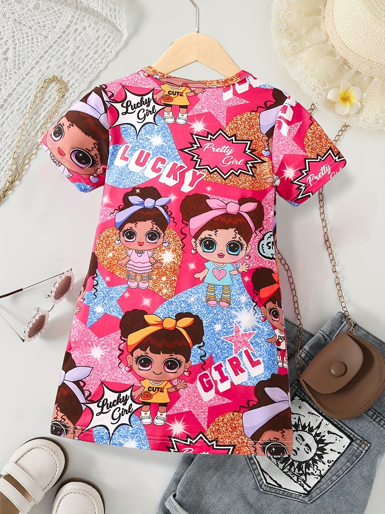 Sweet Cartoon Girls Print Summer Dress