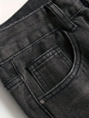 Slim Fit Ripped Jeans Mens Casual Street Style Solid Distressed Denim Pants