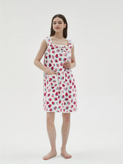 Strawberry Print Lounge Robe Warm & Bow Lounge Robe