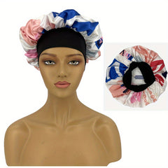 Floral Print Satin Bonnet Hair Cap for Women