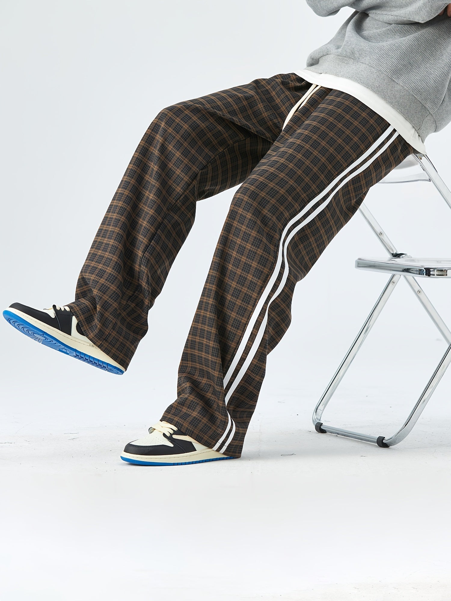 Men's Plaid Loose Pants Spring Fall