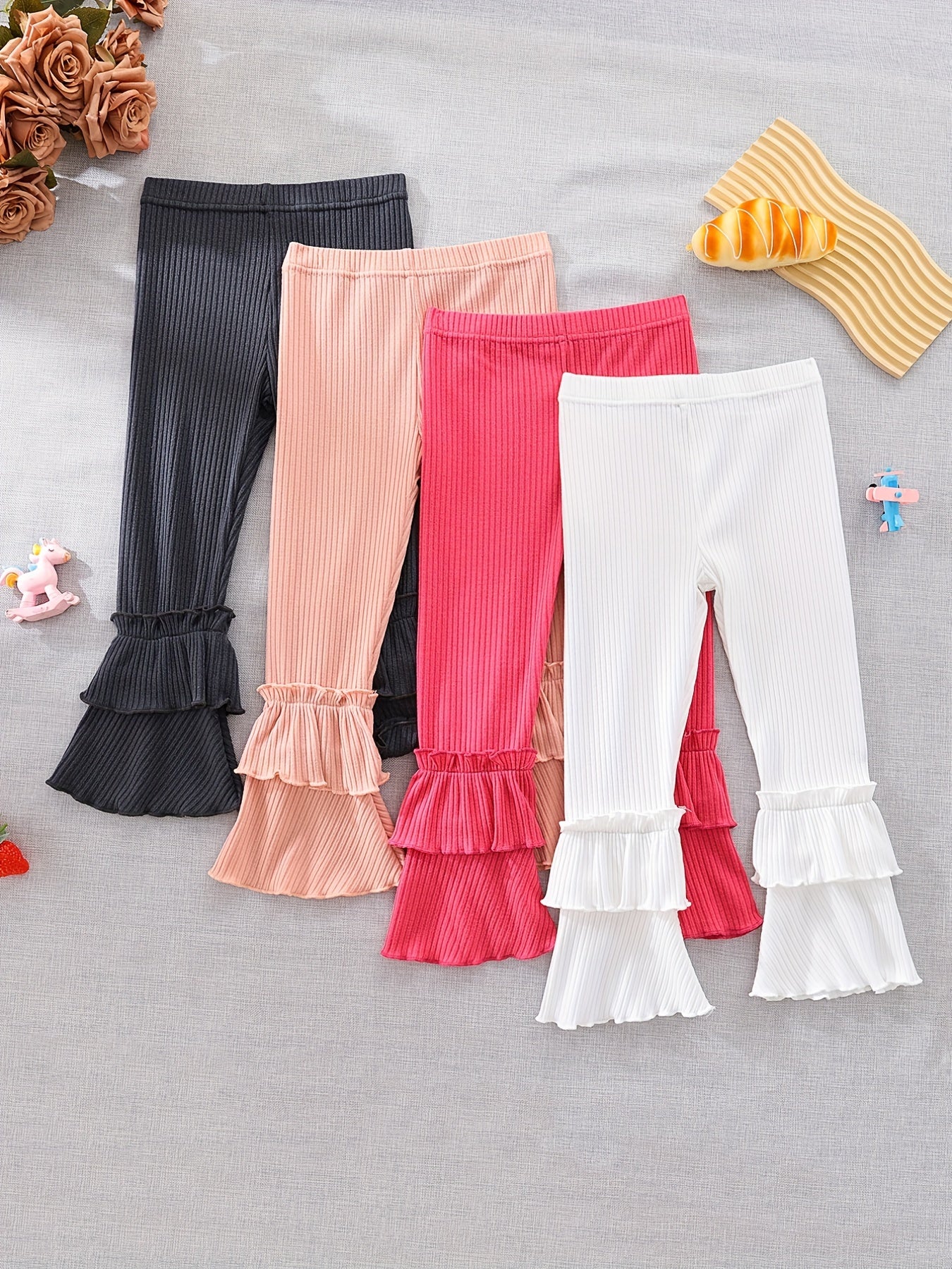 Baby Thick Ribbed Knit Flared Leg Trousers