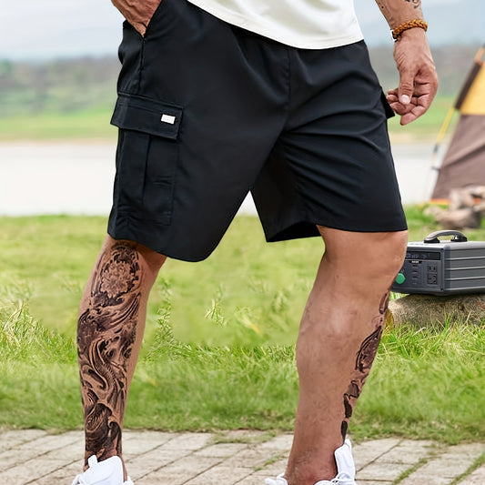 Men's Active Cargo Shorts with Elastic Waistband for Outdoor