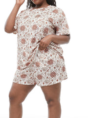 Floral Print Tee & Shorts Pajama Set