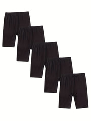 5pcs Girls' Modal Basic Bike Shorts for Kids Stretch Slim Fit
