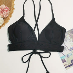 Cut Out Bikini Top V Neck Strappy Backless Triangle Casual Beachwear