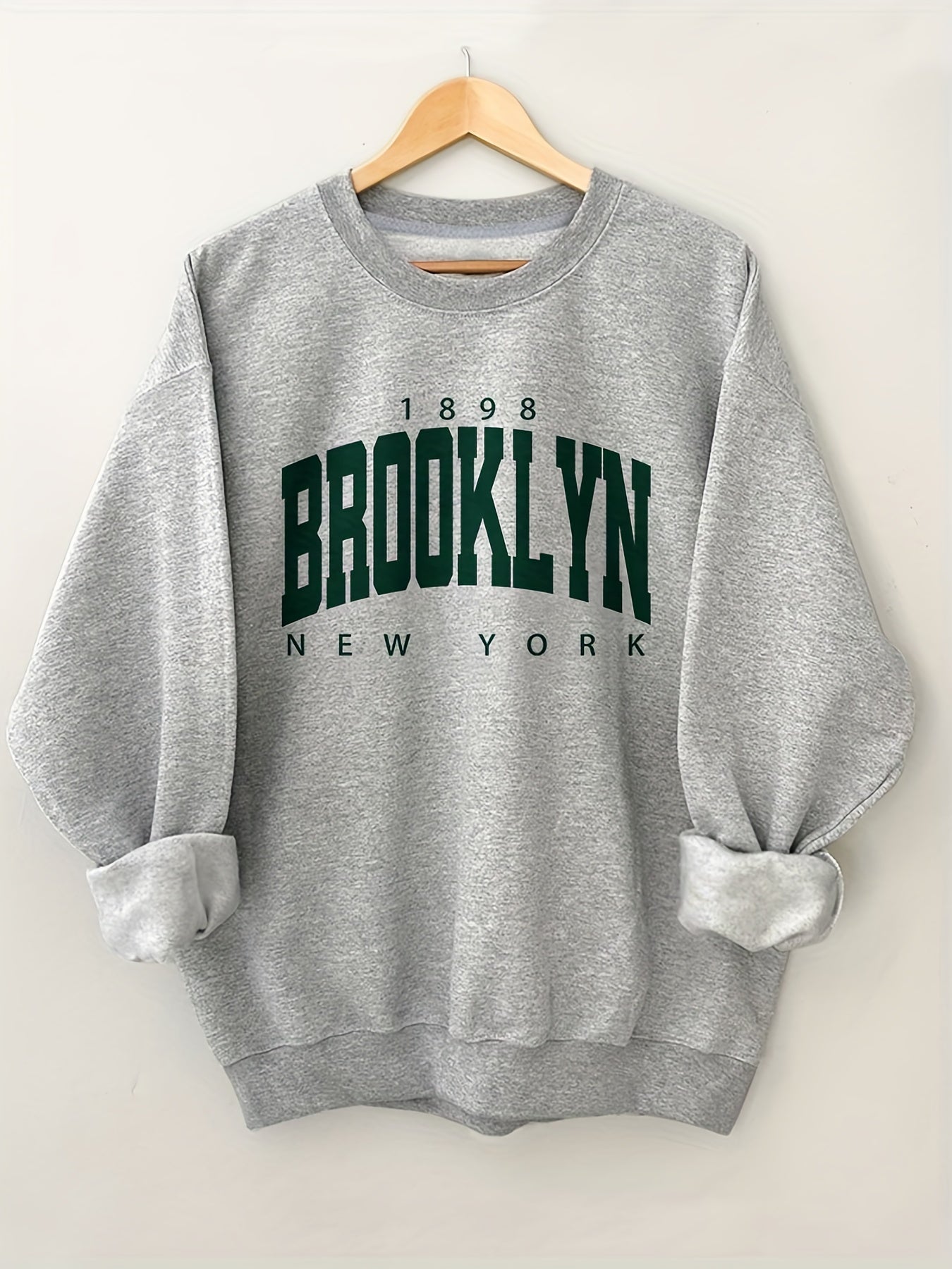 Letter Print Crew Neck Sweatshirt for Women