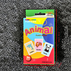 Flash Cards For Toddlers - 36 Cards Alphabet Animals Fruits Colors Body Parts