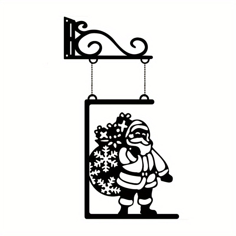 Wall Metal Santa Claus Decoration Craft Indoor Outdoor Garden Gift