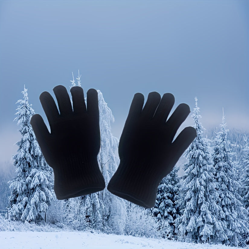 Plush Lined Coldproof Gloves Knitted Warm Winter Gloves