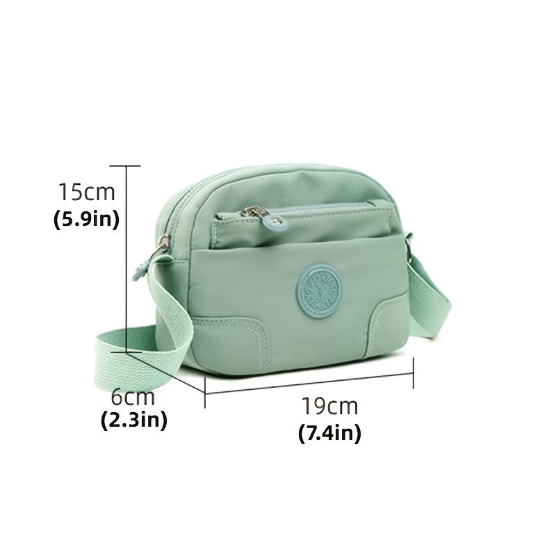 Solid Canvas Crossbody Bag Women's Large Capacity Zipper Baguette Bag