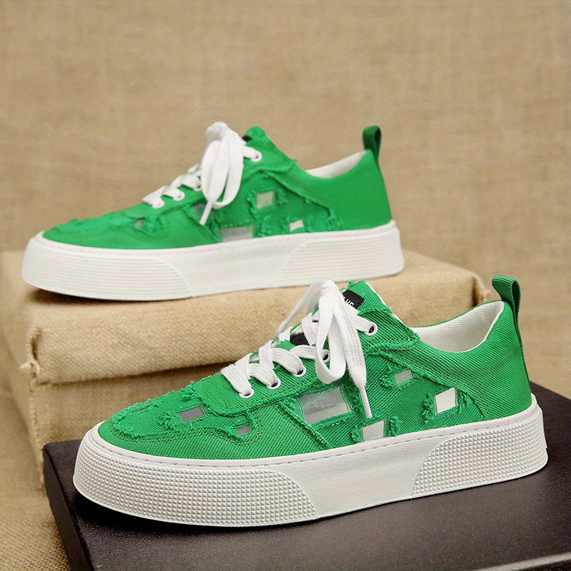 Men's Canvas Shoes Solid Lace up Skate Shoes Walking Sneakers