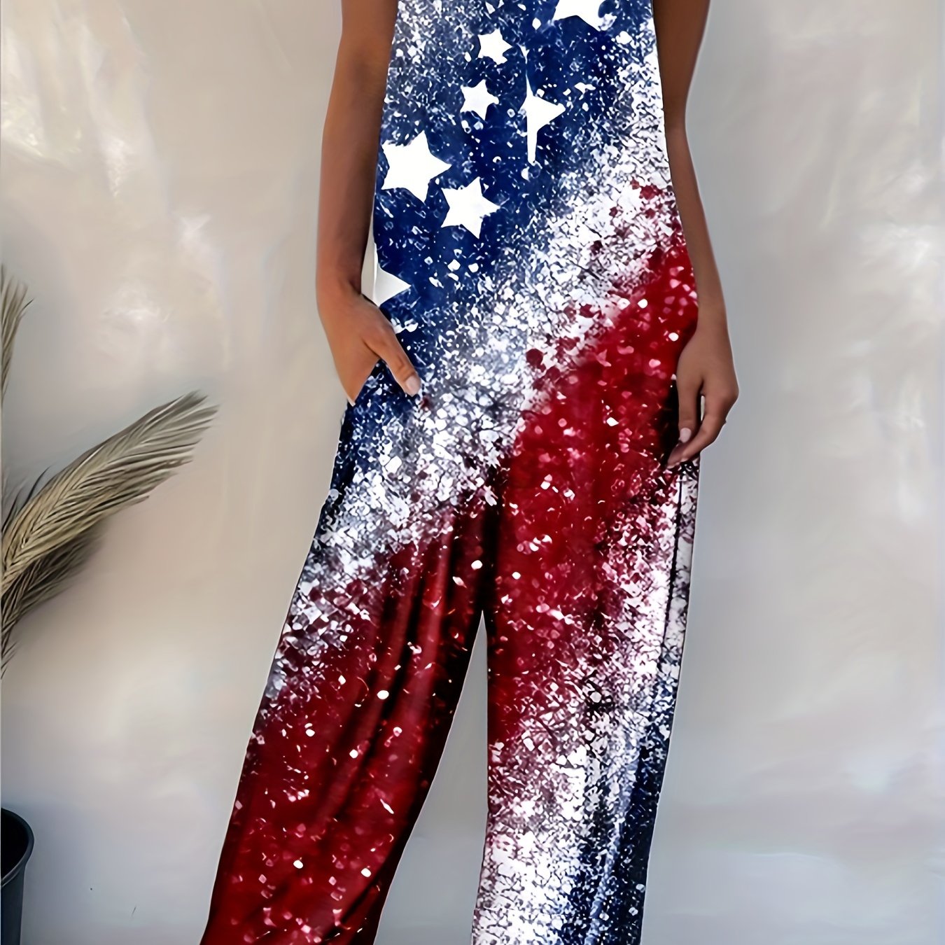 Colorblock Jumpsuit Spaghetti Strap Casual Spring Summer