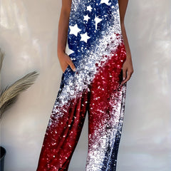 Colorblock Jumpsuit Spaghetti Strap Casual Spring Summer