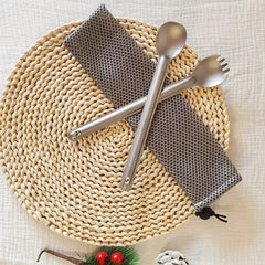 Titanium Long Handle Spork Set for Camping Picnic Hiking