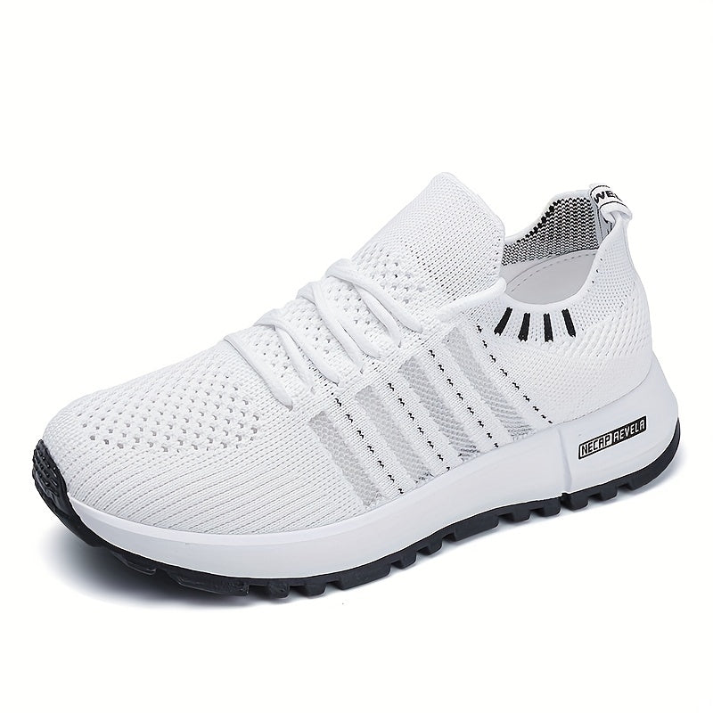 Women's Breathable Knit Platform Sneakers Casual Lace Up Outdoor Shoes