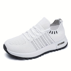 Women's Breathable Knit Platform Sneakers Casual Lace Up Outdoor Shoes